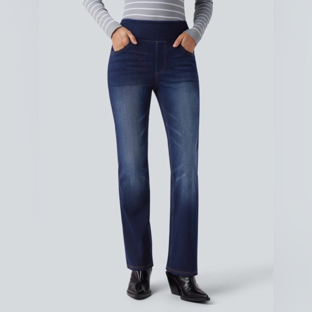 Halara Flex Denim Bootcut Jeggings Women M High Waisted Pull On Stretch NWT